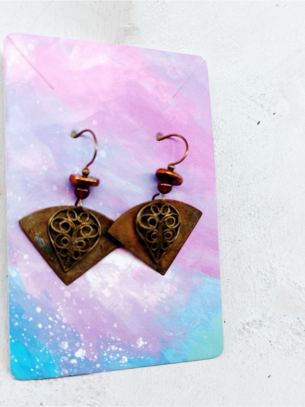 5083gc. Bronze Filigree Earrings